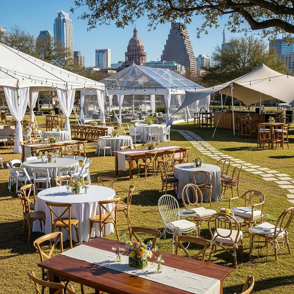 Variety of rental furniture and tent options for events in Austin