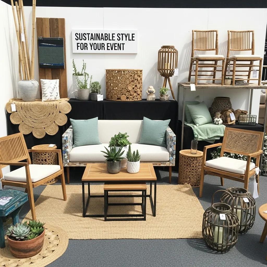Eco-friendly furniture options showcasing sustainability trends in event rentals